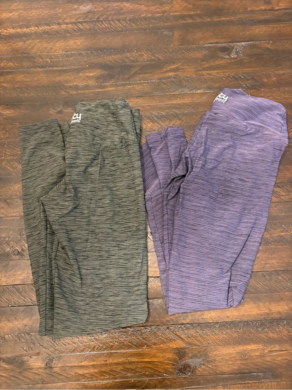 Booty by Brabants Purple and Gray Active Leggings Duo